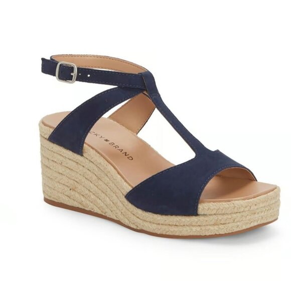 Lucky Brand Valki Navy Blue Espadrille Ankle Strap Sandal Size 7.5 M - Picture 2 of 12